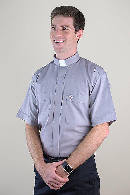 MDS Short Sleeve Clergy Shirt with Deacon Cross -