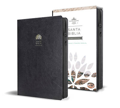 Picture of Biblia Reina Valera 1960 Letra Grande. Símil Piel Negro, Cremallera, Tamaño Manual / Spanish Holy Bible Rvr 1960. Handy Size, Large Print, Leathersoft
