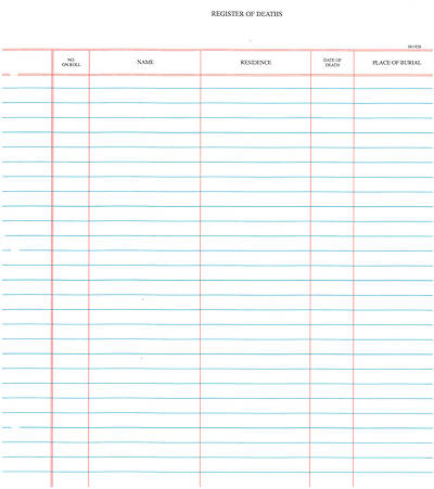 Westminster Church Register Binder Sheets  Deaths