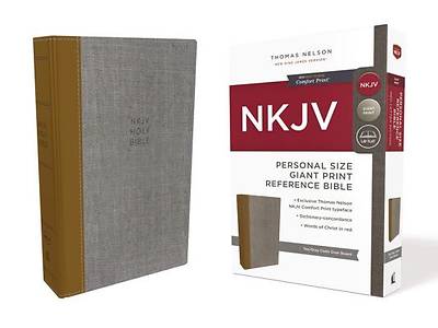 Picture of NKJV, Reference Bible, Personal Size Giant Print, Cloth Over Board, Tan/Gray, Red Letter Edition, Comfort Print