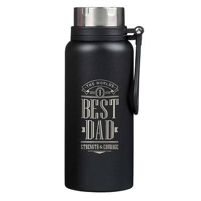 Stainless Steel Water Bottle Black Best Dad Joshua 1