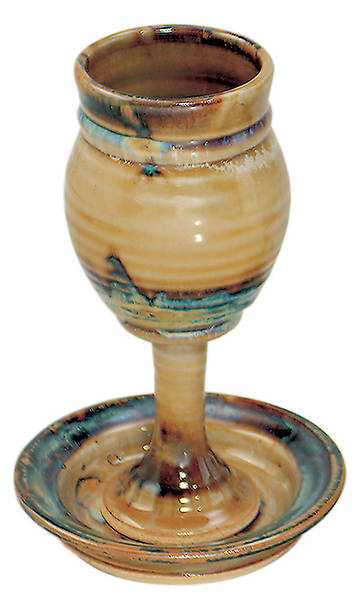 Earthenware Chalice and Paten Set, Brown