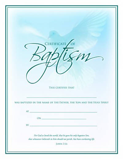 Certificate of Baptism Package of 6