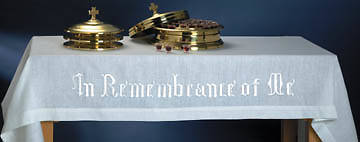Picture of Pure Linen In Remembrance of Me Communion Table Cover - 50"x80"