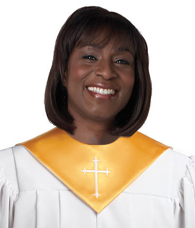 Picture of Murphy Qwick-Ship Imperial Satin Gold/White Reversible Choir Stole with Latin Cross