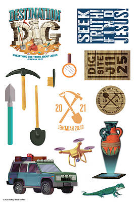 Picture of Vacation Bible School VBS 2021 Destination Dig Unearthing the Truth About Jesus Theme Stickers 10 Sheets