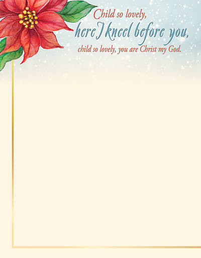 Picture of Here I Kneel Poinsettia Christmas Letterhead (Pkg of 50)