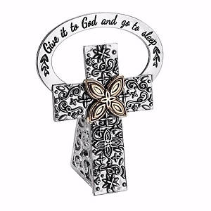 Picture of Give It To God And Go To Sleep Bedside Cross
