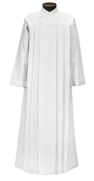 Picture of Mens Wrap Around Style Alb with Front Pleats White Medium