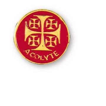 Picture of Jerusalem Cross Acolyte Red Lapel Pin