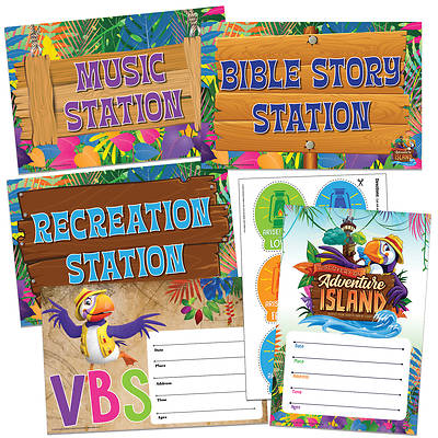 Picture of Vacation Bible School (VBS) 2021 Discovery on Adventure Island Activity Center Signs & Publicity Pak