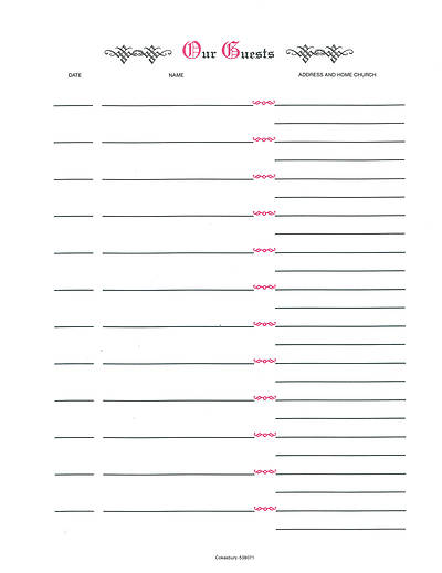 Picture of Refill Sheets for Guests of Our Church Book