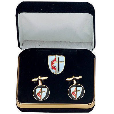 Picture of United Methodist Cuff Links and Lapel Pin Set