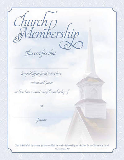 Picture of Certificate of Membership I Corinthians 1:9 (Package of 6)