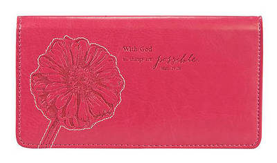 Picture of Pink Checkbook Cover with God All Things Are Possible Matthew 19:26
