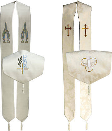 Picture of Tunic Reversible Overlay Stole with Alpha & Omega/Latin Cross & Dove Symbols