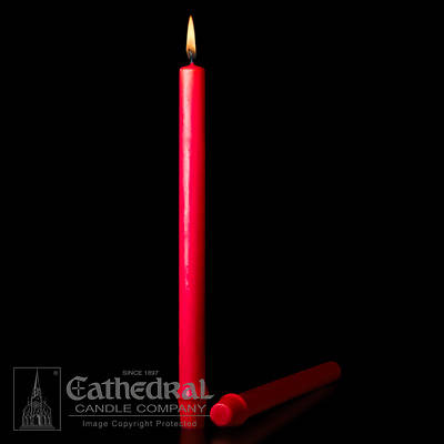 Cathedral 51% Beeswax Christmas Red Altar Candles - 7/8" x 12"