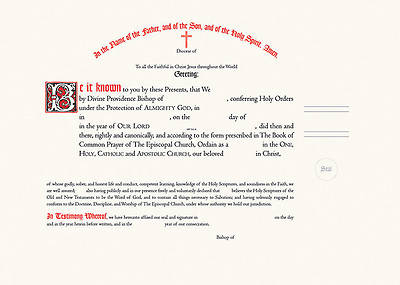 Picture of Ordination Certificate with Ribbon