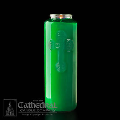 Cathedral 6-Day Glass Offering Candle - Green