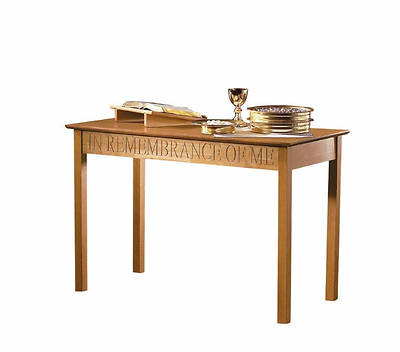 Picture of Medium Engraved Communion Table - Pecan Stain