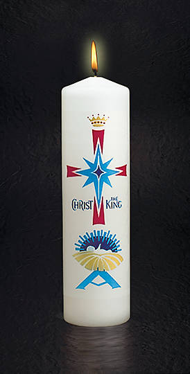 Picture of Advent Christ Candle Red/Blue Nativity 11" x 3"