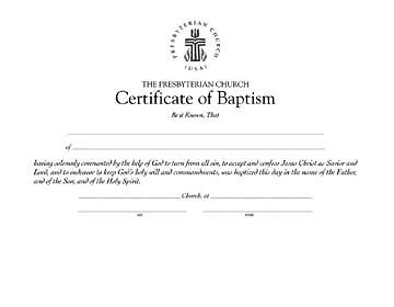 Picture of Presbyterian Baptism Certificate