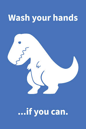 Picture of Wash Your Hands Dinosaur Kids 16"x24" Wall Decal Sign - 2 Pack