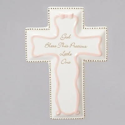 God Bless This Precious One  Baby Wall Cross 6" Pink