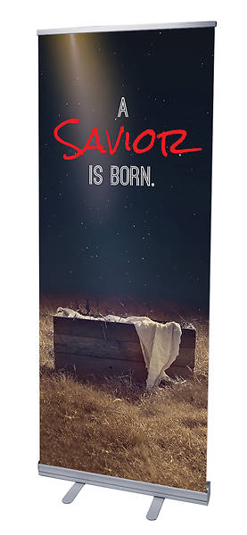 Picture of Savior Born Christmas RollUp Banner with Stand