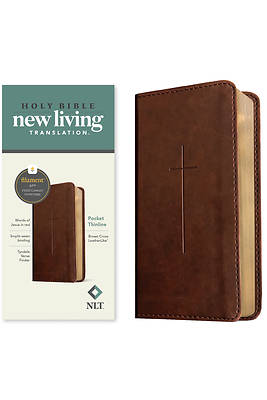 Picture of NLT Pocket Thinline Bible, Filament Enabled (Leatherlike, Brown Cross, Red Letter)