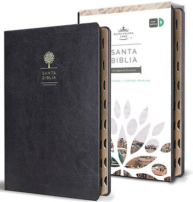 Picture of Biblia Reina Valera 1960 Letra Grande. Símil Piel Negro, Índice, Tamaño Manual / Spanish Bible Rvr 1960. Handy Size, Thumb Index, Large Print, Black L