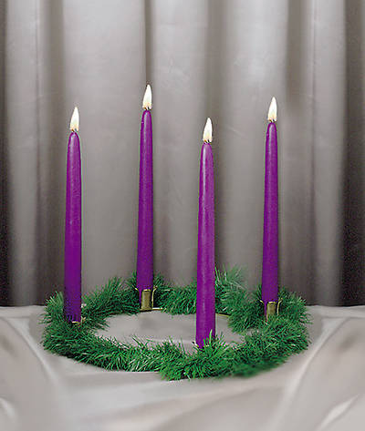 Advent Wreath With 4 Purple Candles Evergreen Trim