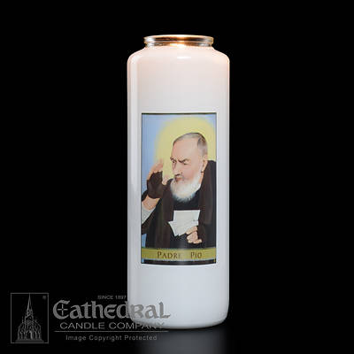 Picture of Padre Pio 6-Day Glass Prayer Candle