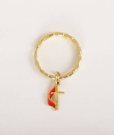 UM Cross & Flame Gold Keychain