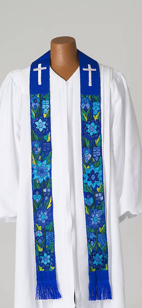 Picture of Fair Trade Blue Flower Stole