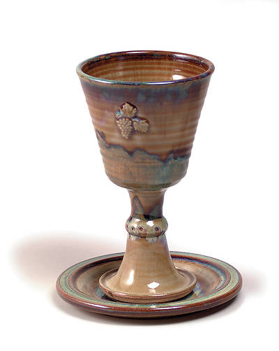 Earthenware Chalice and Paten Set, Brown