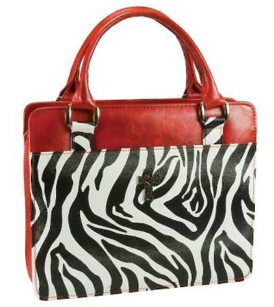 Picture of Safari Collection Zebra Print Vinyl Medium Red Bible Cover