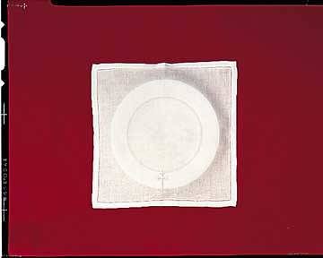 Embroidered Linen-Look Greek Cross  Bread Plate Napkin