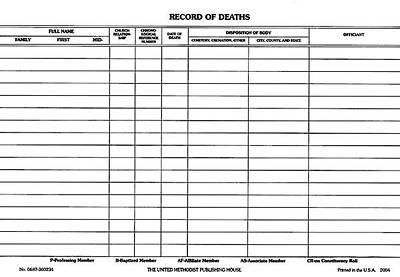 Picture of Record of Deaths (Pkg of 50)