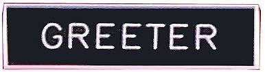 Picture of Black and White Greeter Pin-On Badge