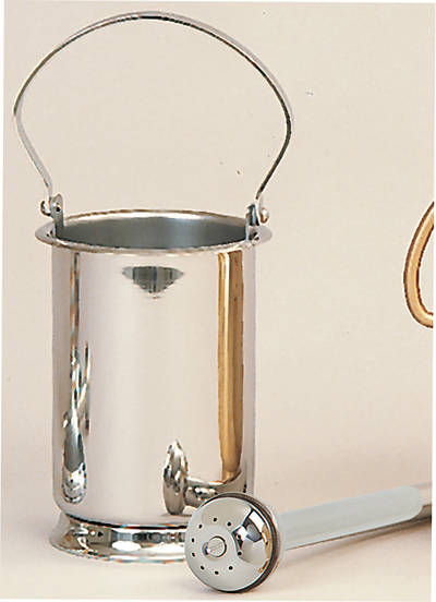 Picture of Koleys K189 6 1/2" Holy Water Pot & Sprinkler Stainless Steel