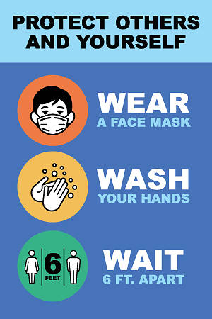 Picture of Wear, Wash, Wait 16"x24" Wall Decal Sign - 2 Pack