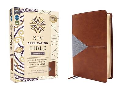 Picture of NIV Application Bible, Personal Size, Leathersoft, Brown/Blue, Red Letter, Comfort Print