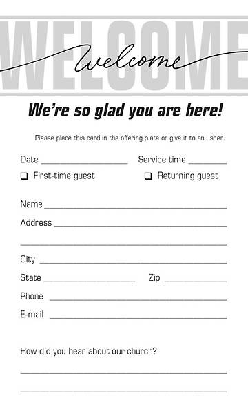 Picture of Welcome, We're Glad You Are Here Pew Card