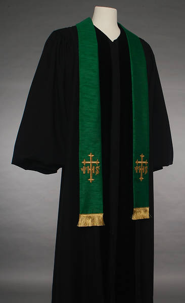 Green IHS Cross Stole