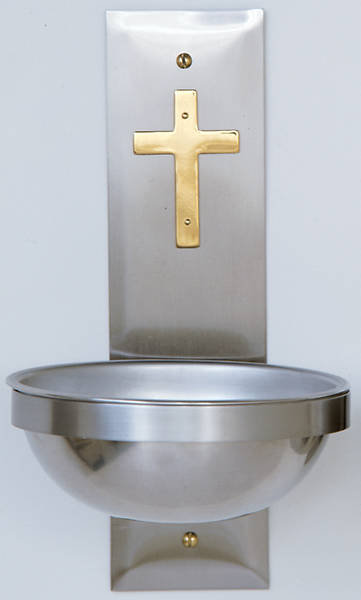Picture of Koleys K249WOOD Holy Water Font Mounted on Oak Panel