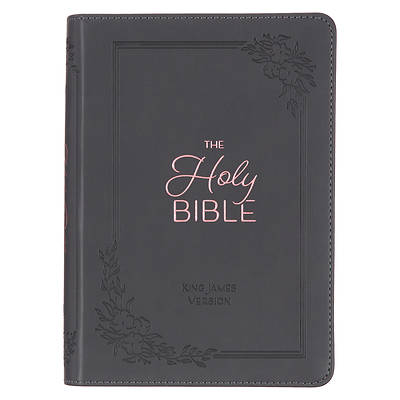 KJV Holy Bible, Compact Large Print Faux Leather Red Letter Edition - Ribbon Marker, King James Version, Gray