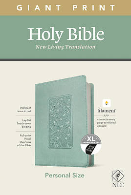 Picture of NLT Personal Size Giant Print Bible, Filament Enabled Edition (Red Letter, Leatherlike, Floral Frame Teal, Indexed)