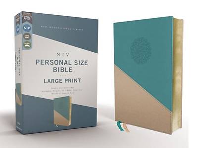 Niv, Personal Size Bible, Large Print, Leathersoft, Teal/Gold, Red Letter Edition, Comfort Print