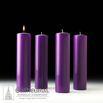 Cathedral Advent 12" x 3" Pillar Candles - 4 Purple